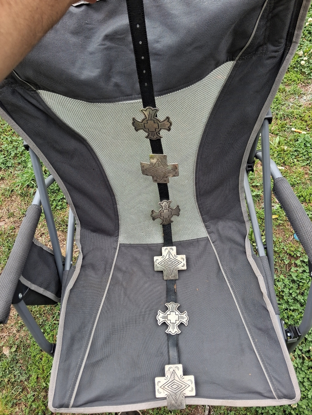 Western Concho Belt with Silver-Tone Cross Medallions